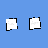 Two pieces of Paper leaf each other alone