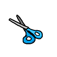 button and picture of scissors